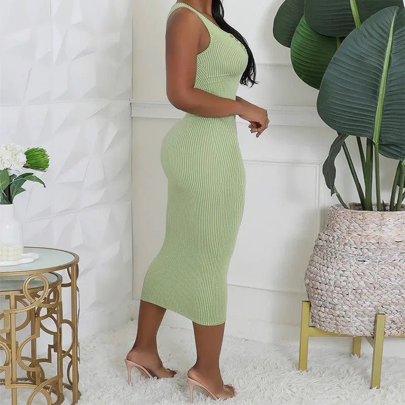 RIBBED MIDI DRESS