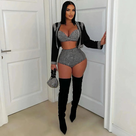 Sexy Elegant Beaded Three-Piece