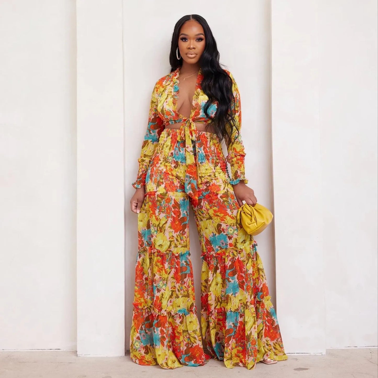 A FLORAL EXPLOSION PANTS SET