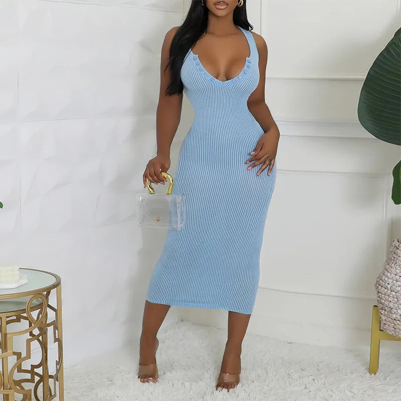 RIBBED MIDI DRESS