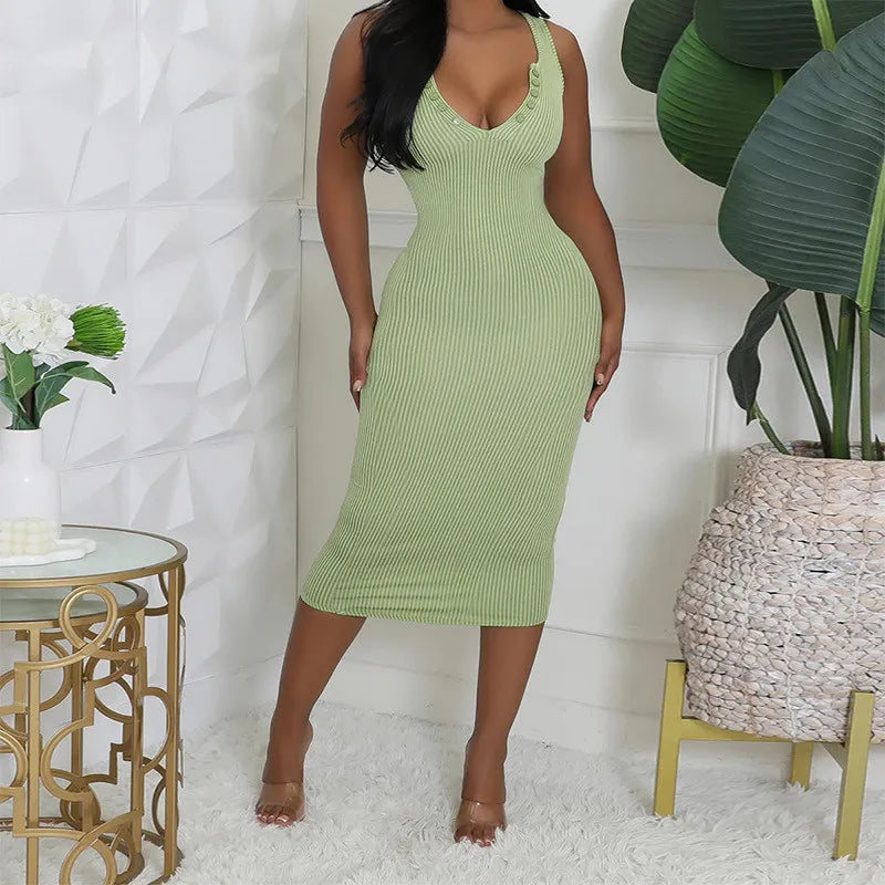 RIBBED MIDI DRESS