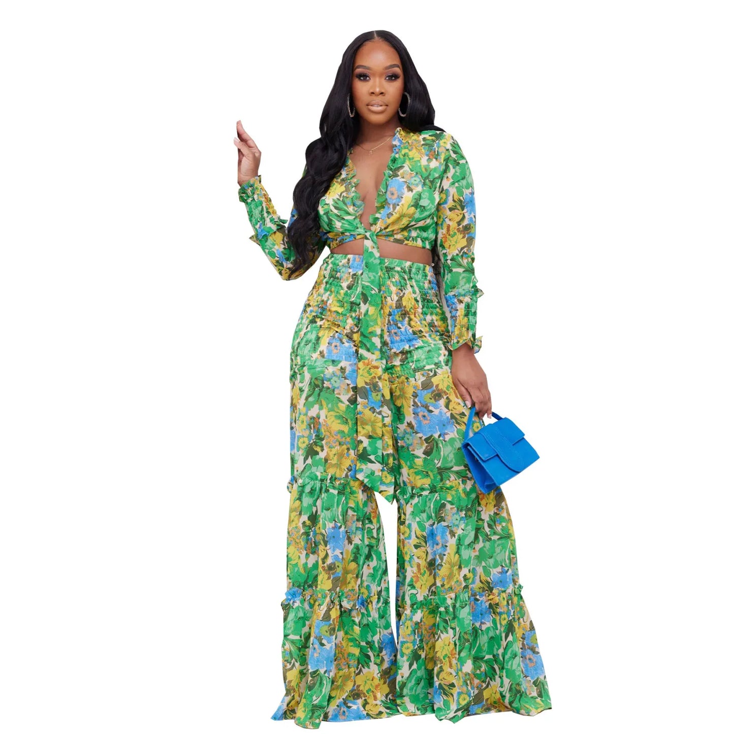 A FLORAL EXPLOSION PANTS SET