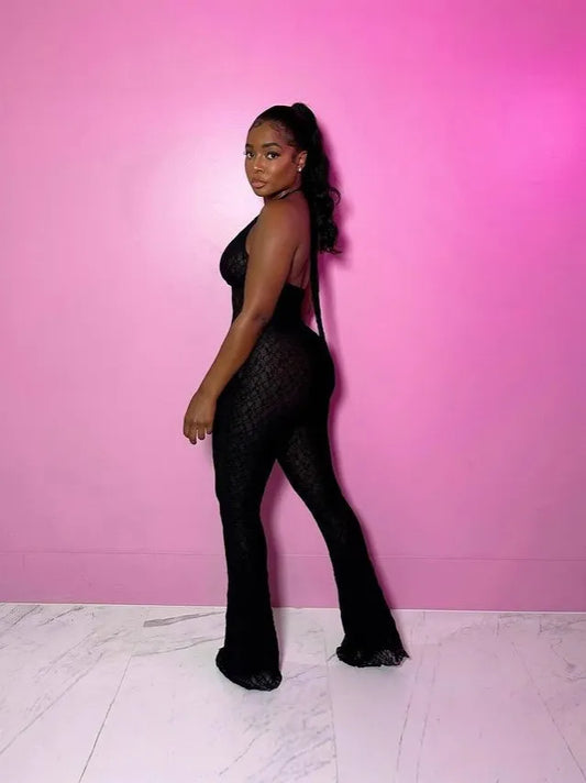 Hollow lace See-Through Jumpsuit