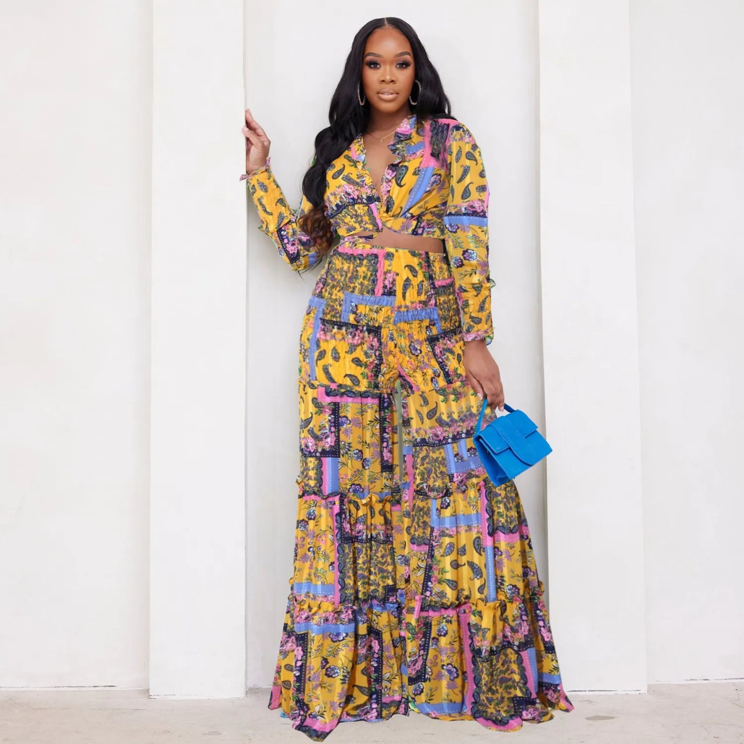 A FLORAL EXPLOSION PANTS SET