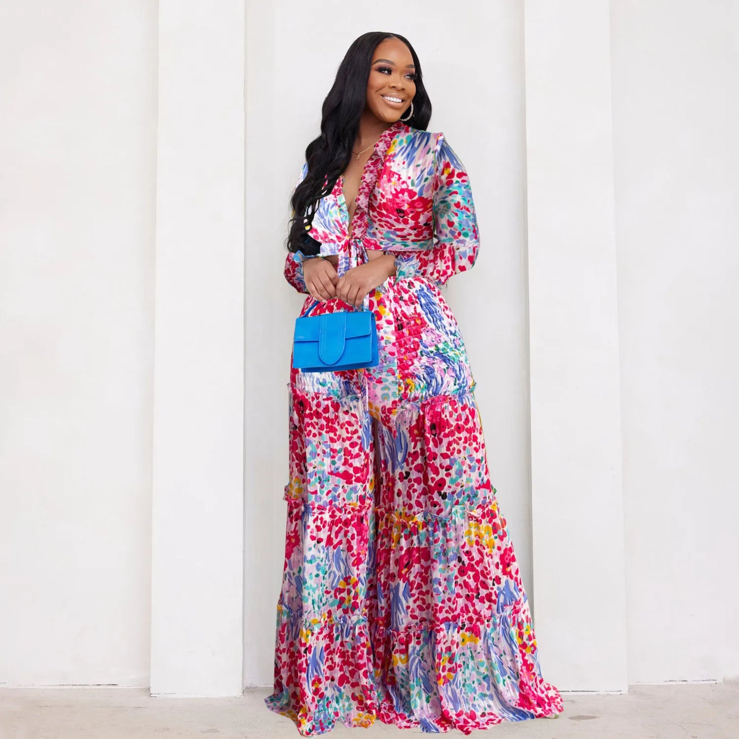 A FLORAL EXPLOSION PANTS SET